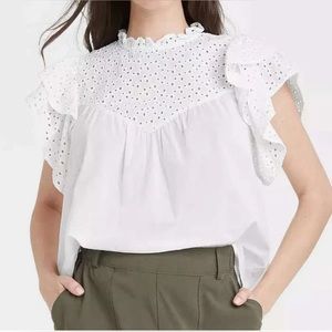 A New Day White Eyelet Blouse